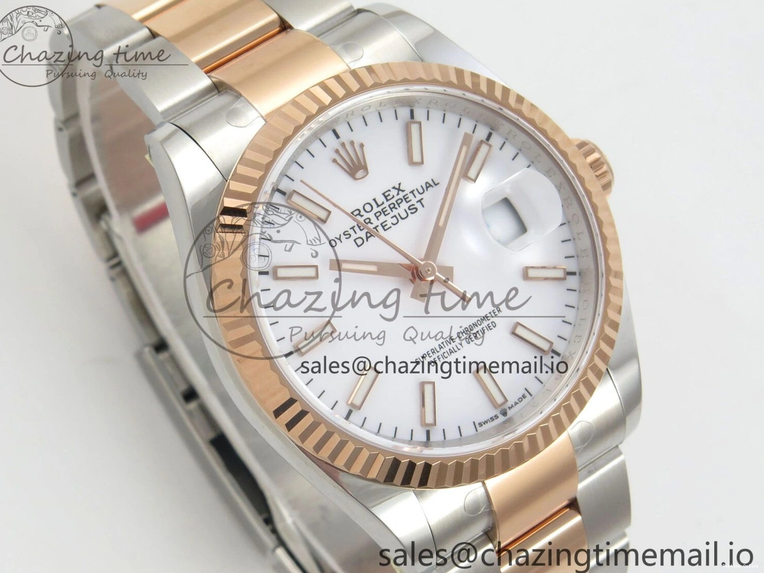 0415 DateJust 36 SS RG ARF 1:1 Best Edition 904L Steel White Stick Dial on Oyster Bracelet SH FashionForward 84